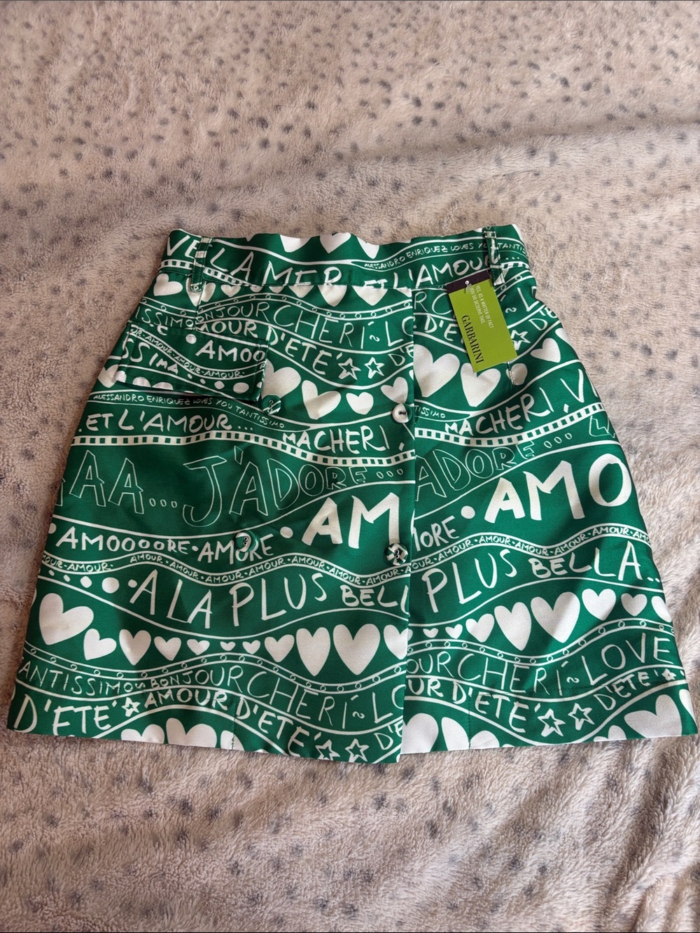 Green Graphic Mini Skirt